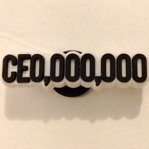 CEO 000 000 Shoe Charm Badge Fun CEO Gift Black White